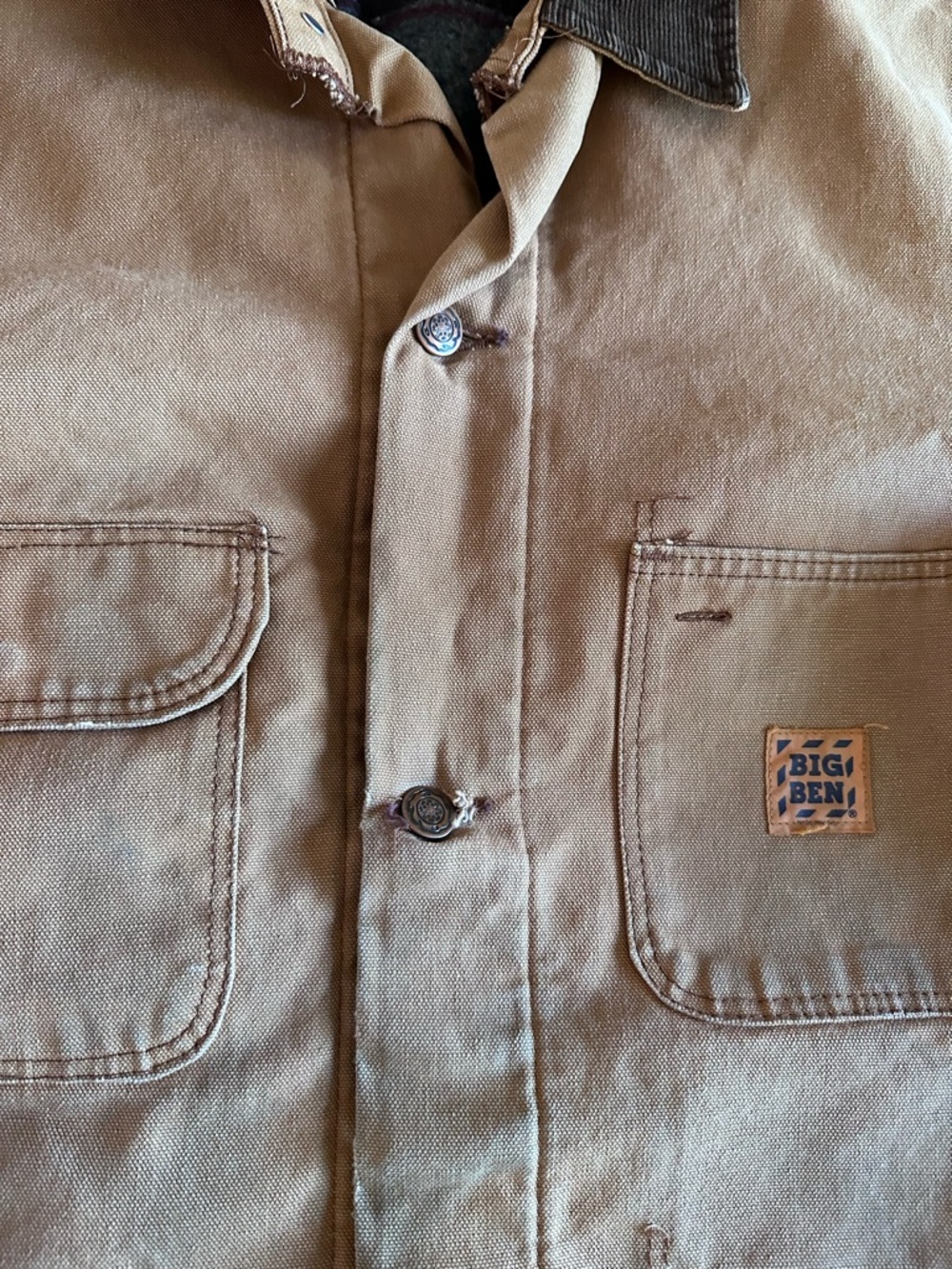 Vintage Big Ben Work Jacket Brown Duck Canvas Blanket Lined 40 - Picture 9 of 10
